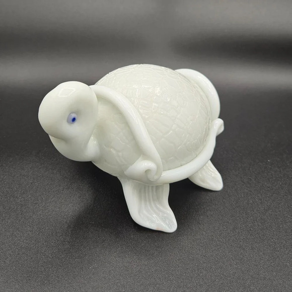 Handmade Glass White Turtle 5.5" - Picture 3 of 7
